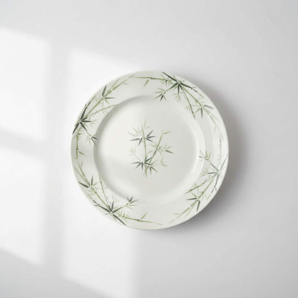 CERAMIC PLATE BAMBOO ROUND 8''