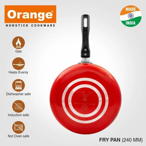 ORANGE NON STICK FRY PAN + LID