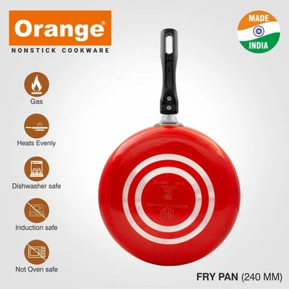 ORANGE NON STICK FRY PAN + LID