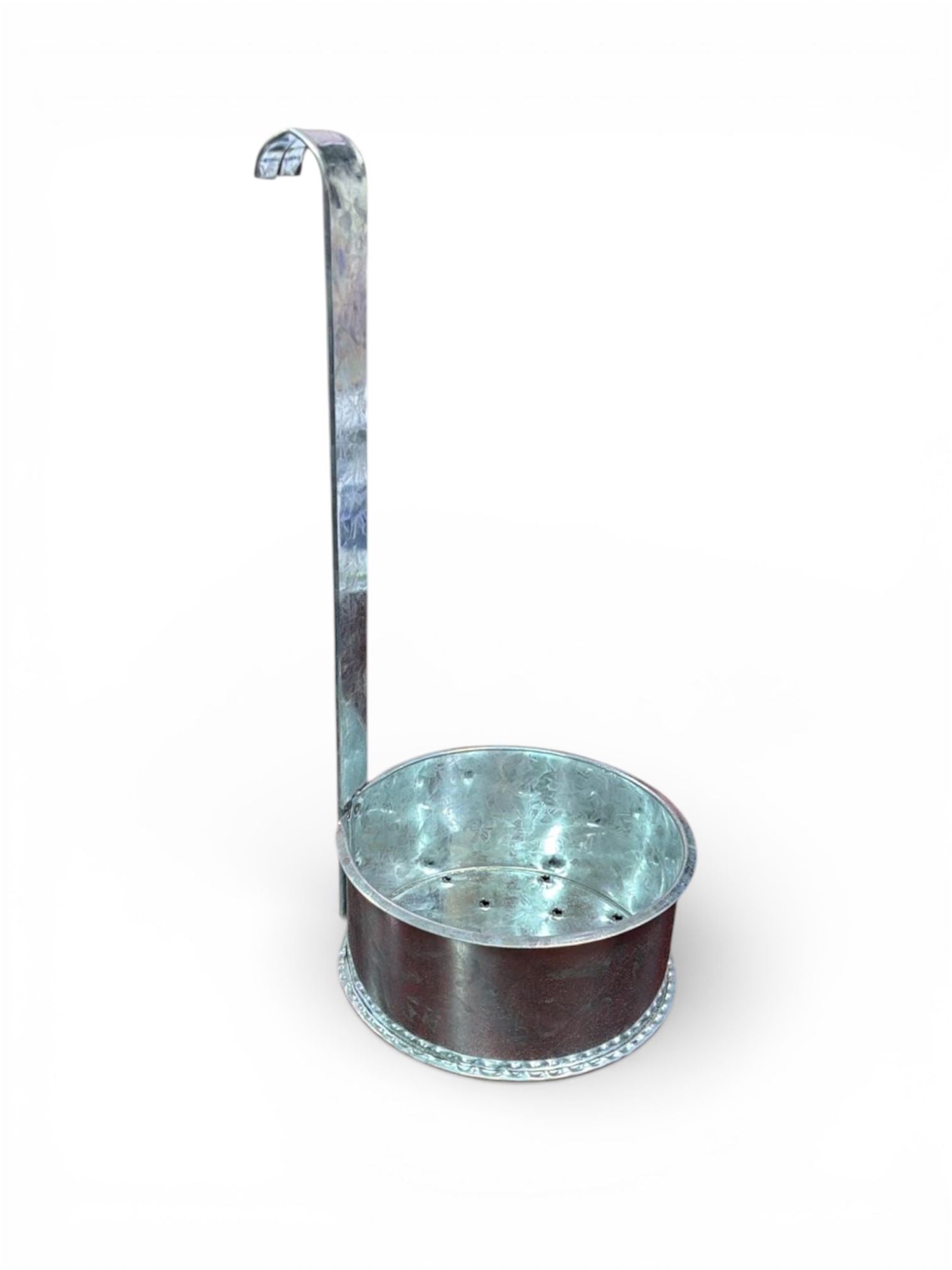 Metal ladle with a handle on a white background