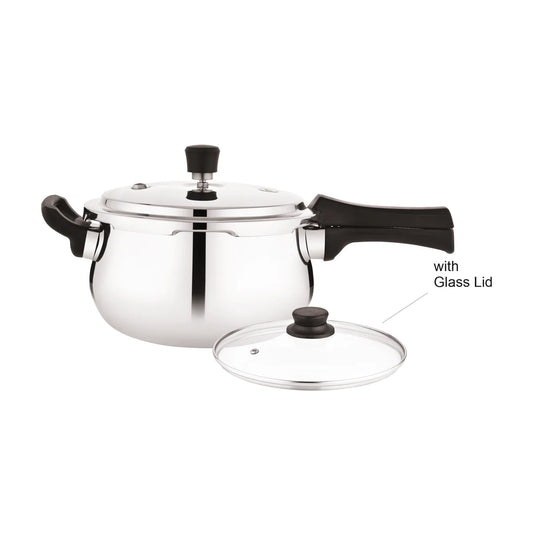 SS PRESSURE COOKER OUTER 3 LTR W/ GLASS LID