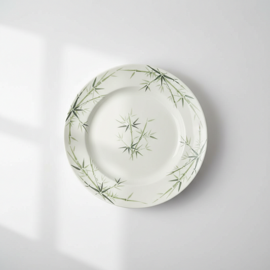 CERAMIC PLATE BAMBOO ROUND 8''
